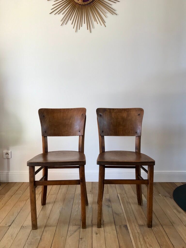 Paire de chaises bistrot Fischel début XXème