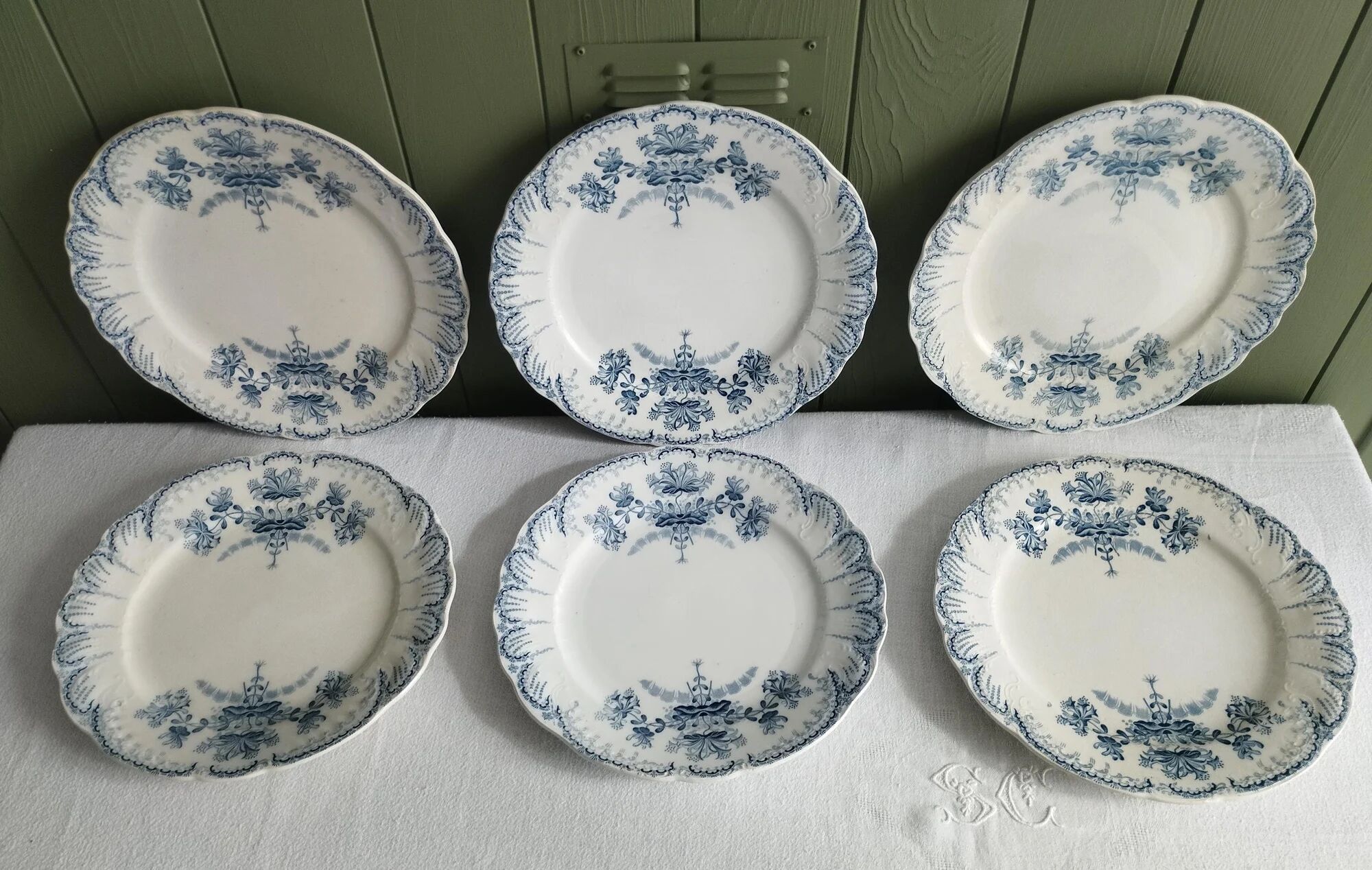"Regency" - 6 flat plates ironstone St-Amand & Hamage