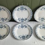 "Regency" - 6 flat plates ironstone St-Amand & Hamage