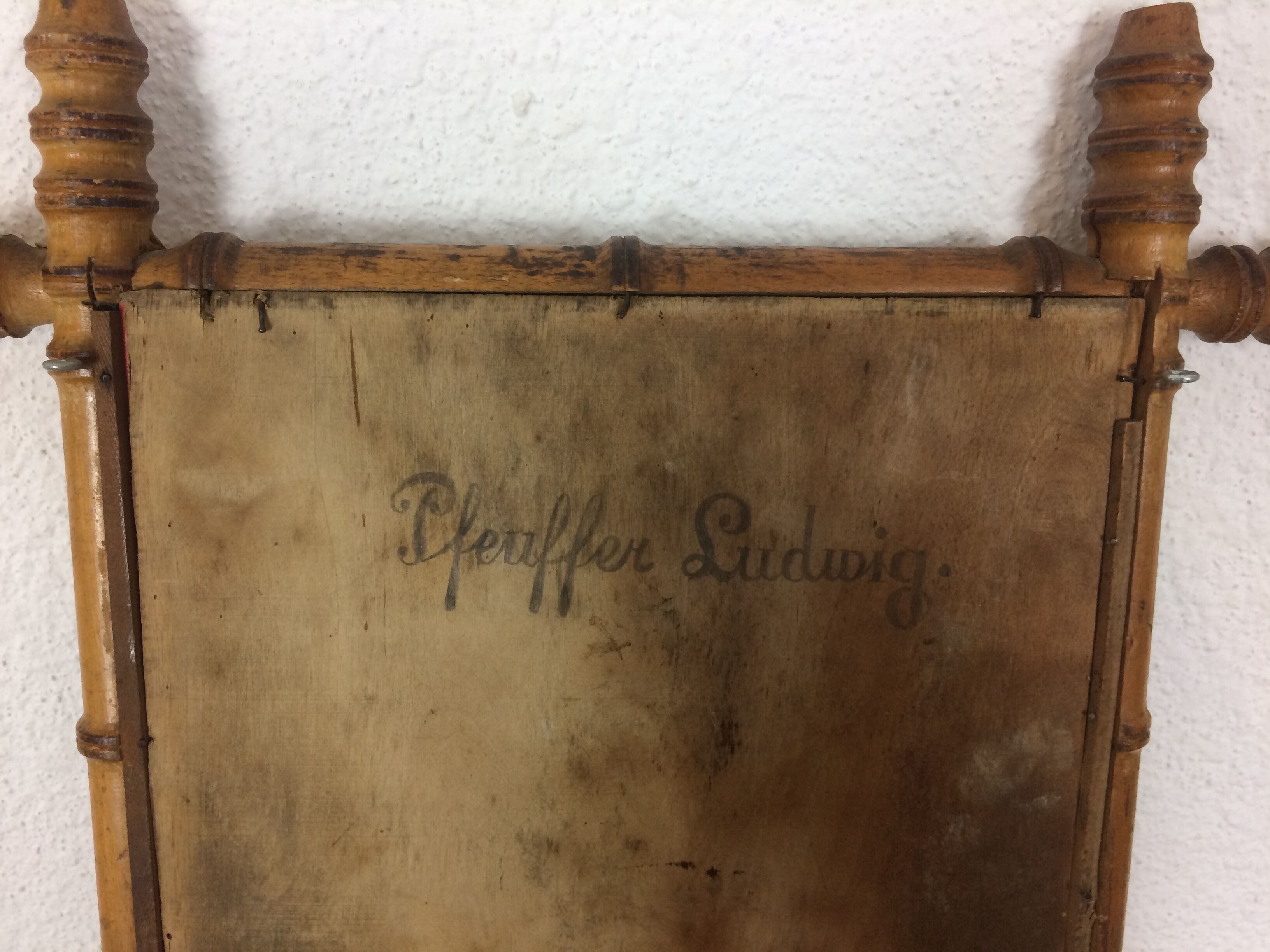 Miroir ancien au mercure bois façon bambou 44x53cm