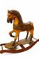 Ancient wooden rocking horse with original paint, hand-carved.