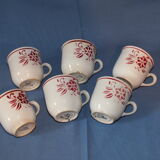 6 vintage cups Sarreguemines - stencil decoration