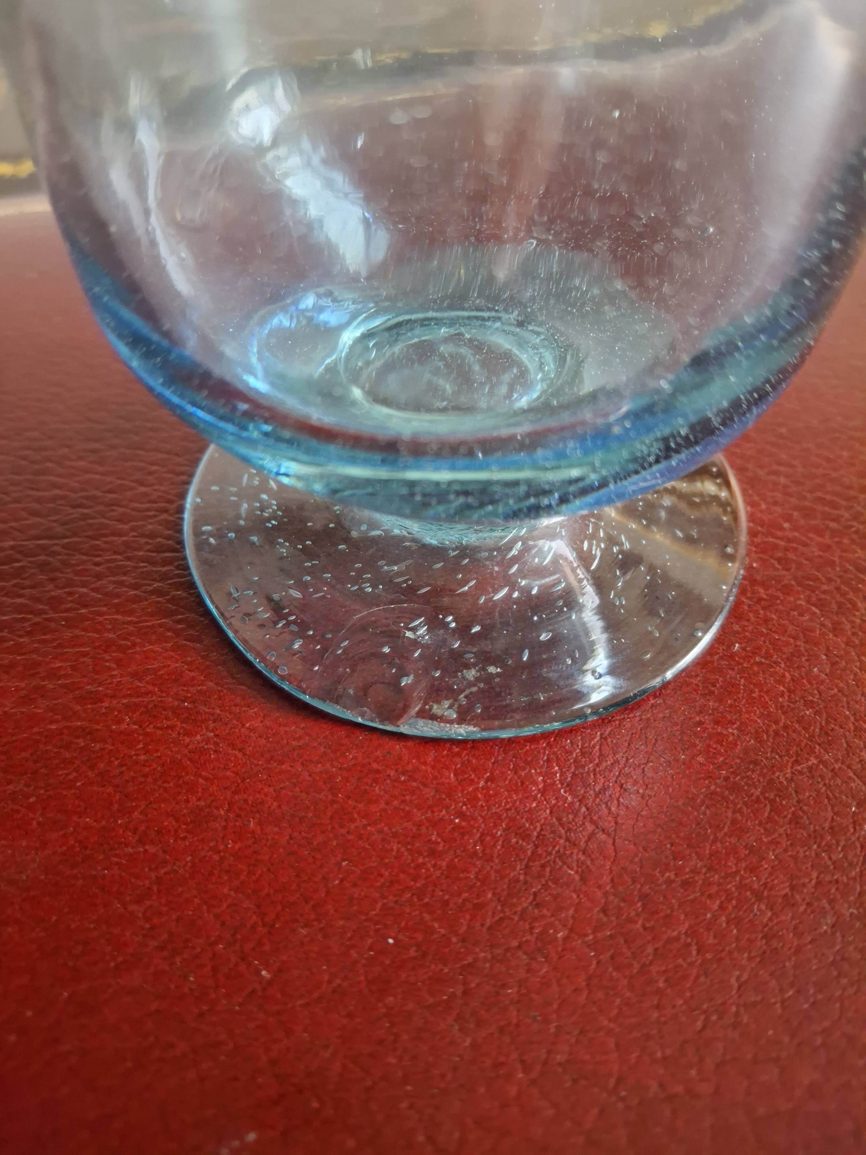 Service à orangeade en verre soufflé bullé