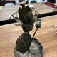 Pied de lampe nénuphar en laiton vintage