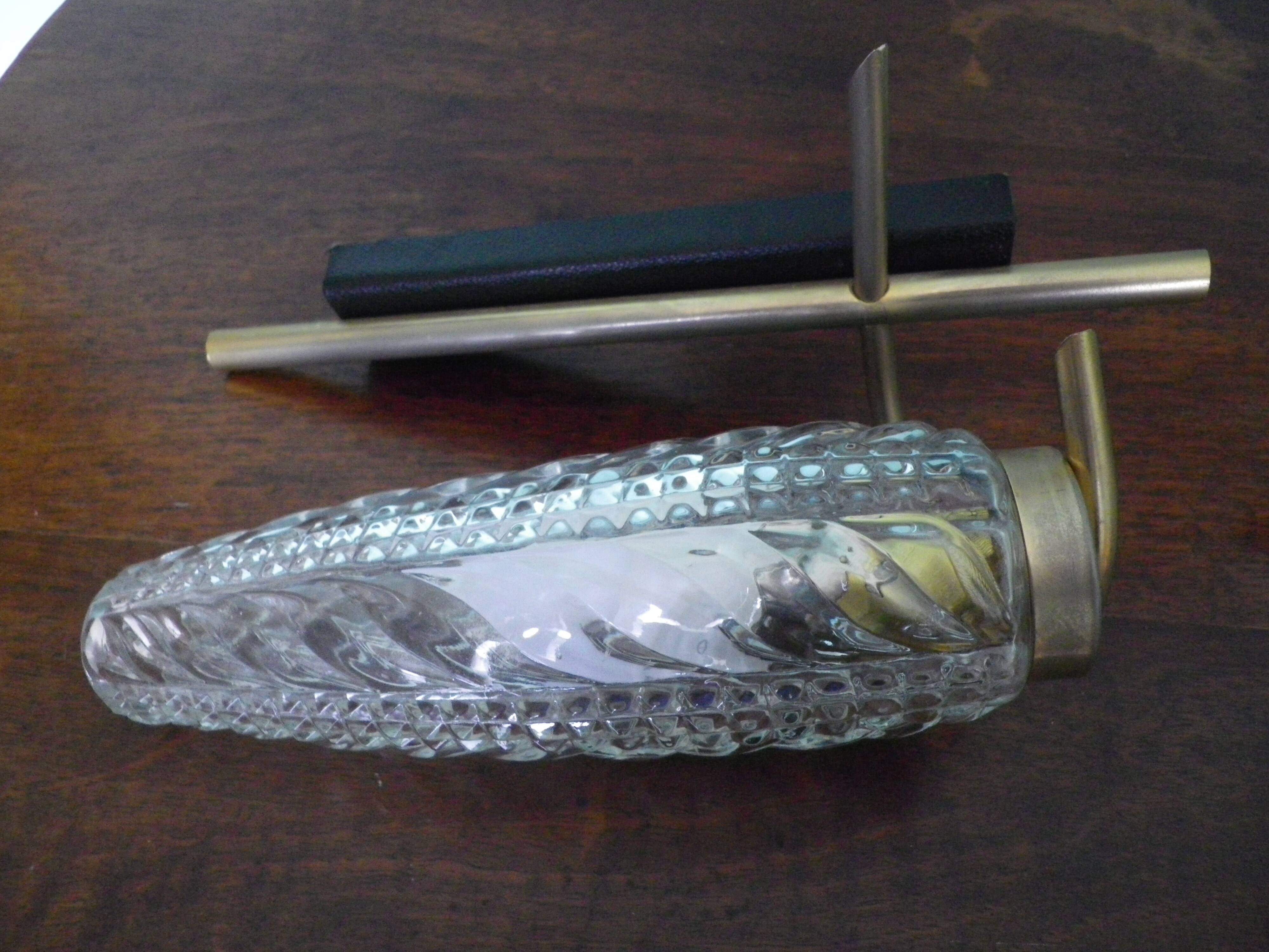 Vintage Glass Moulded Wall Sconces, 1960s, Set of 2