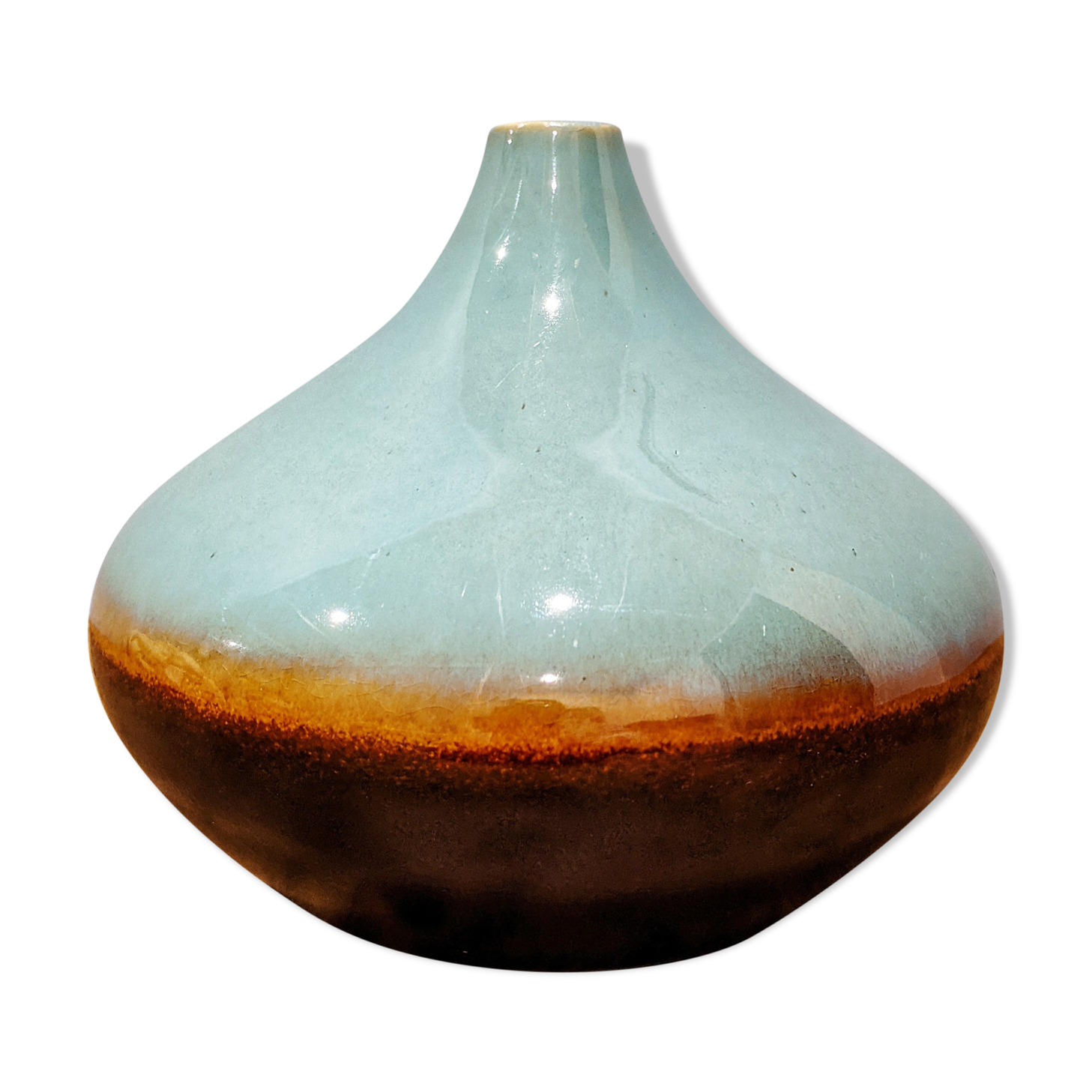 Vase en céramique turquoise et bruns