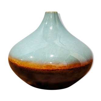 Turquoise and brown ceramic vase
