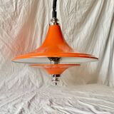 Space Age Design pendant light in orange lacquered metal