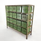 Vintage industrial cabinet, 20 iron drawers, wooden top, 1950's