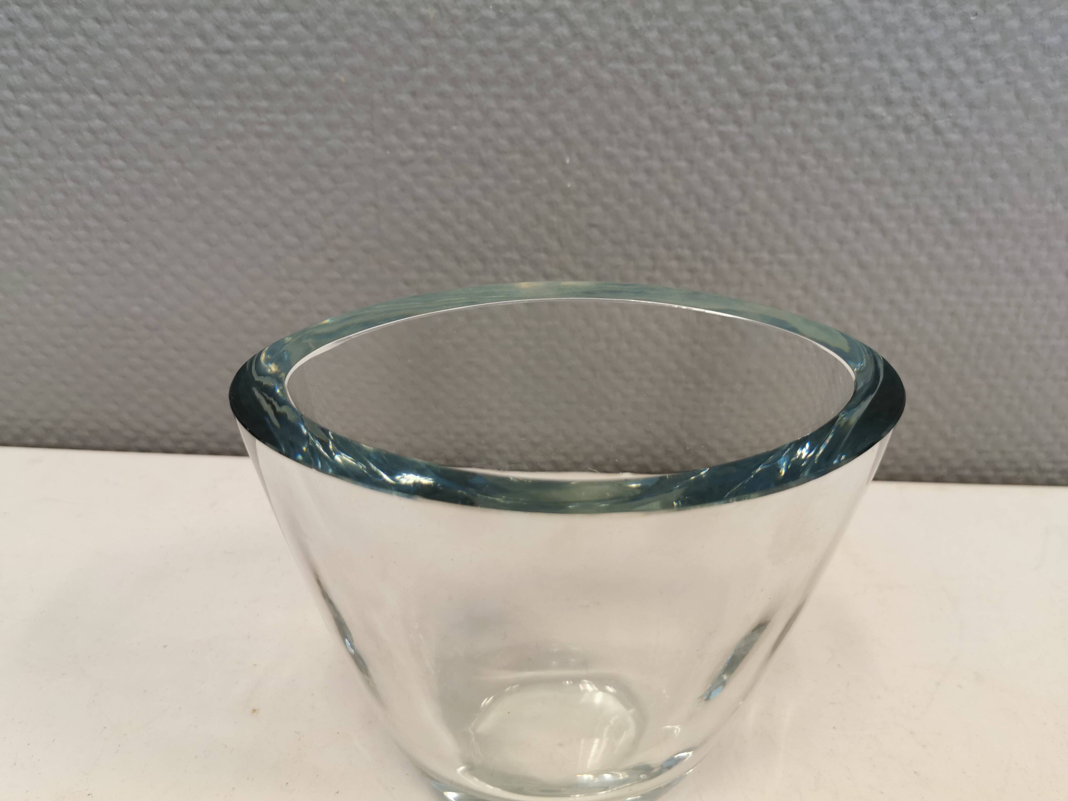 Large and heavy glass vase from Swedish Orrefors Glassworks.