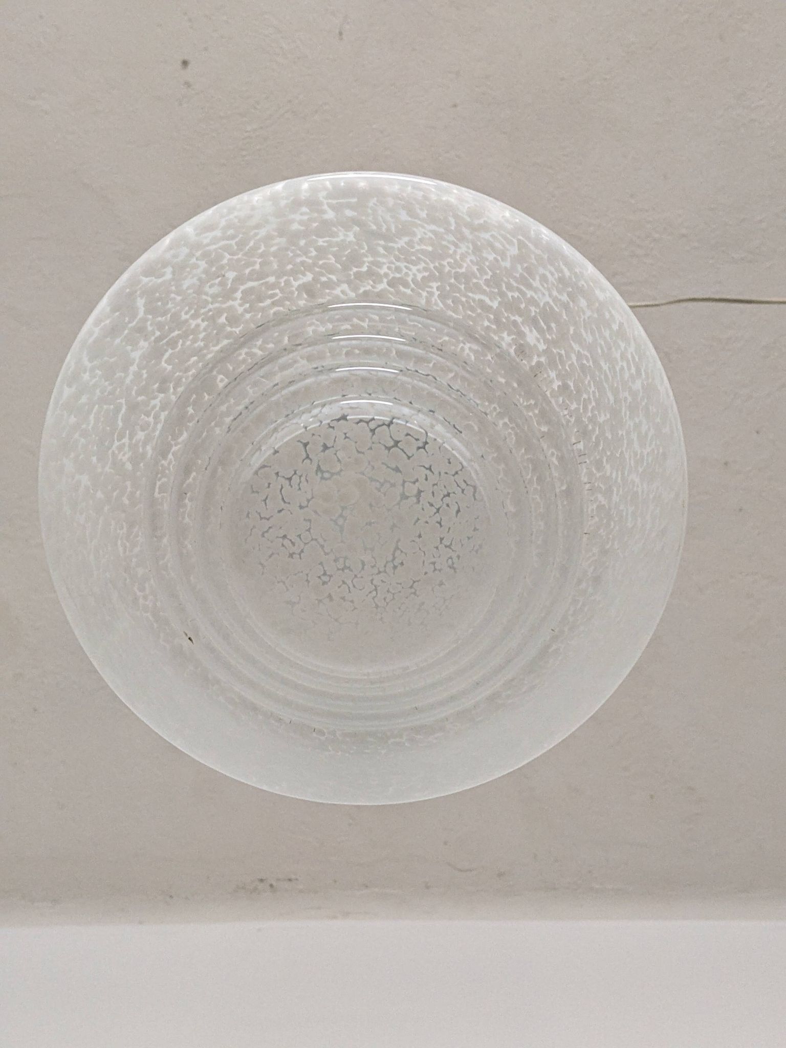 Art Deco glass suspension from Clichy, speckled white, France circa 1920.