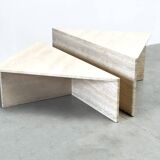 Up & Up travertine triangular coffee tables, 1970s
