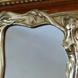Table mirror Art Nouveau style in solid bronze 20x26cm