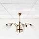 Lustre vintage en laiton et bois