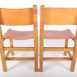 Set of 6 chairs in elm and leather Maison Regain edition