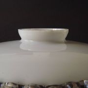 Vintage French Opaline Glass Pendant Light Shade - Frilled Clear Glass Edge