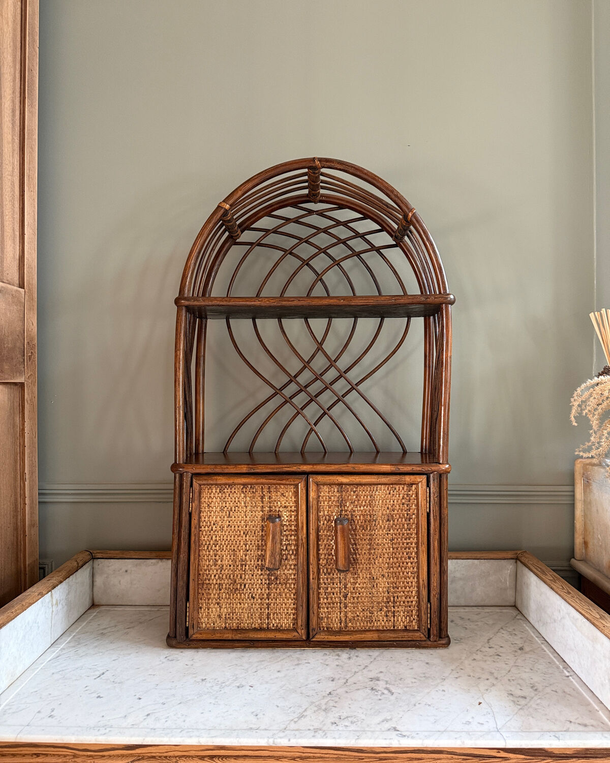 Vintage rattan shelf