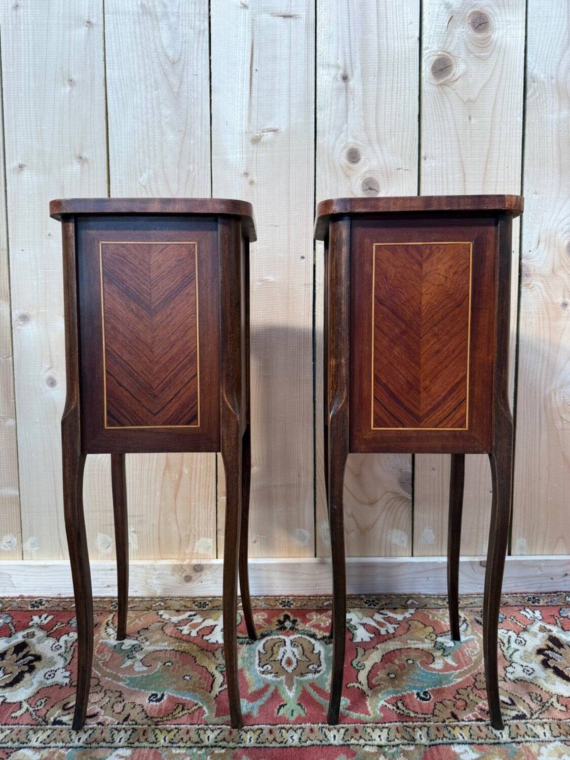 Pair of Louis XV bedside tables in marquetry