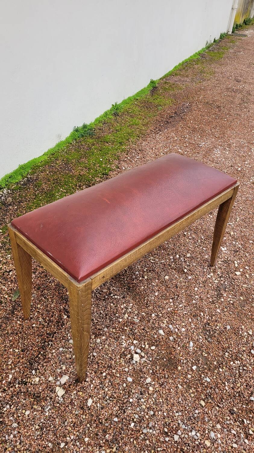 Art Deco piano stool bench in original Skai.