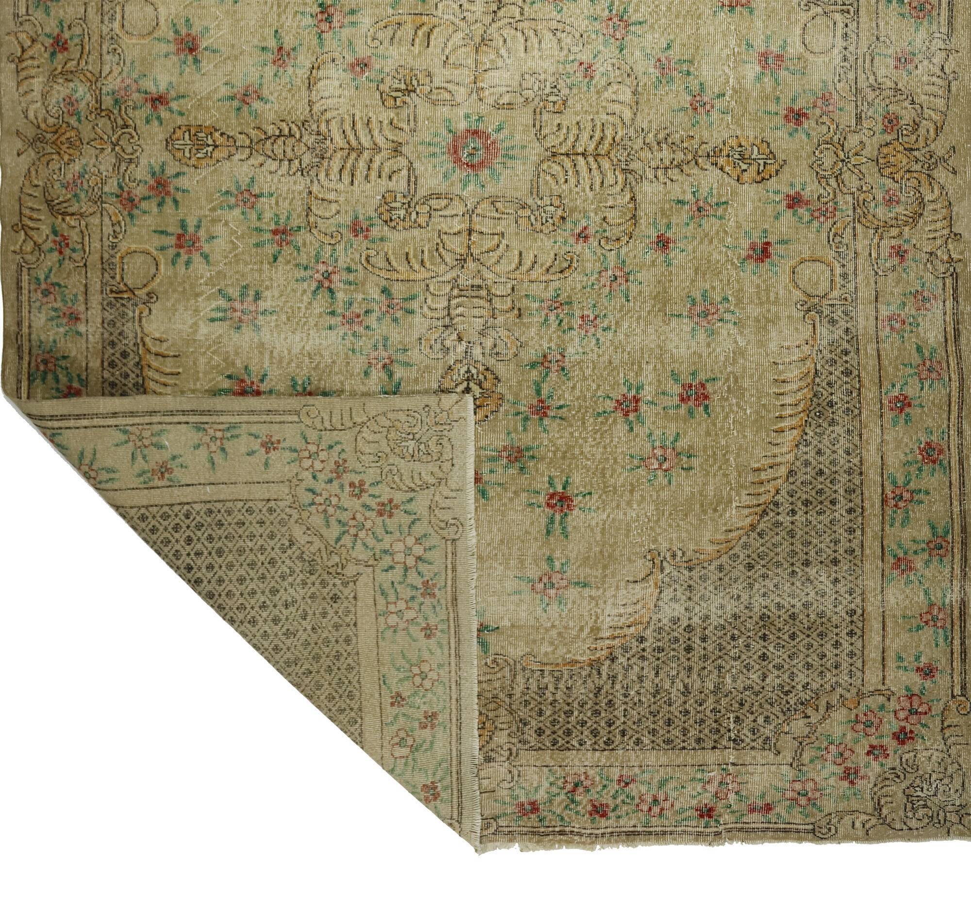 Large Vintage Turkish Carpet Medallion Beige 335 x 223 cm