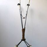 Lampadaire quafripode en corde et plastique années 50 vintage rockabilly floor lamp