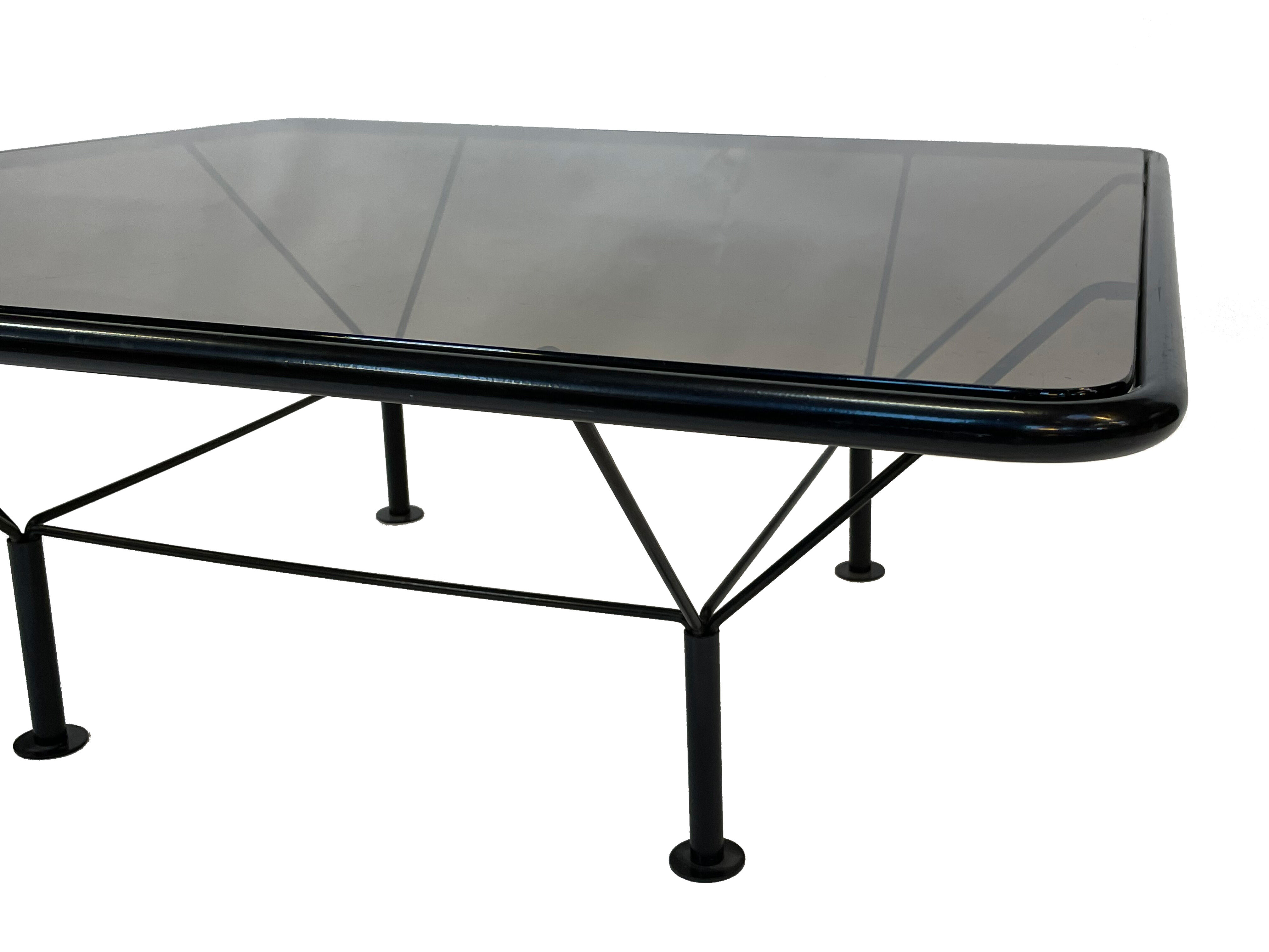 80s metal coffee table and minimalist design glass