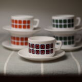 Vintage cups 70s square décor Pop Polka