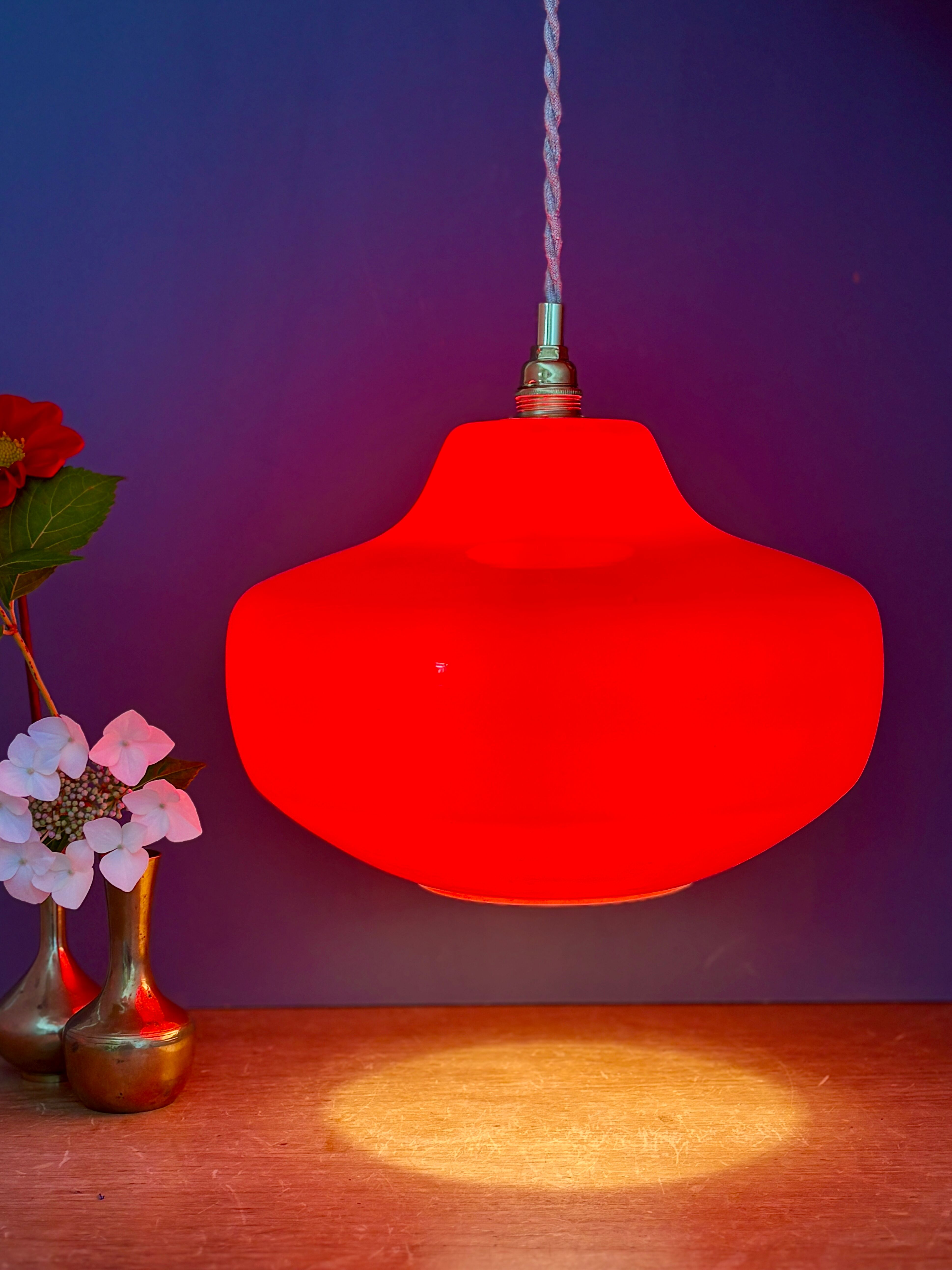 Vintage red opaline suspension globe