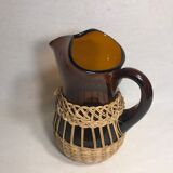 Service ancien jus carafe et ses 9 verres verre moulé orange