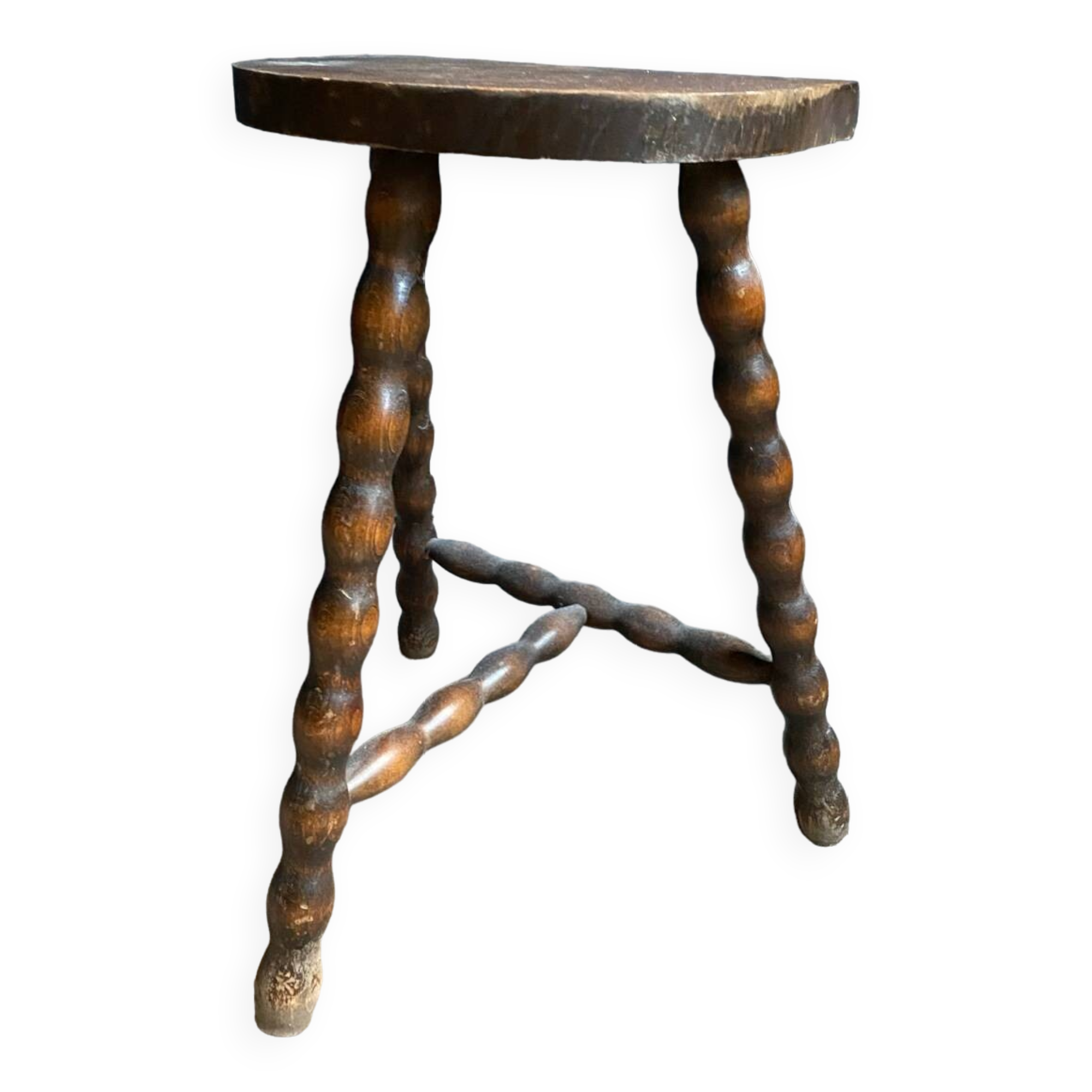 Half moon wooden milkman stool