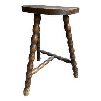 Half moon wooden milkman stool
