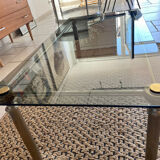 Glass and brass coffee table