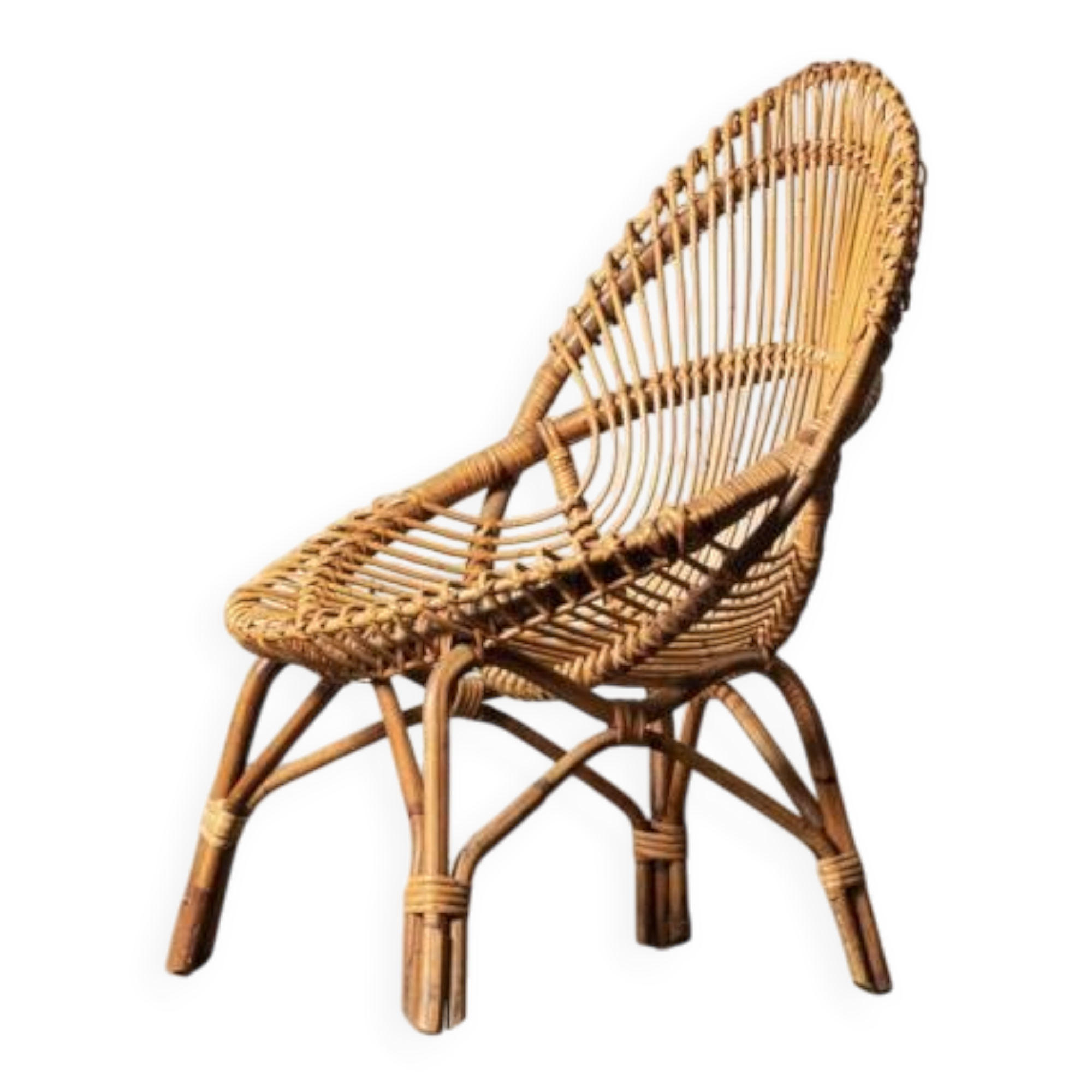 Bonacina style rattan armchair, 1960