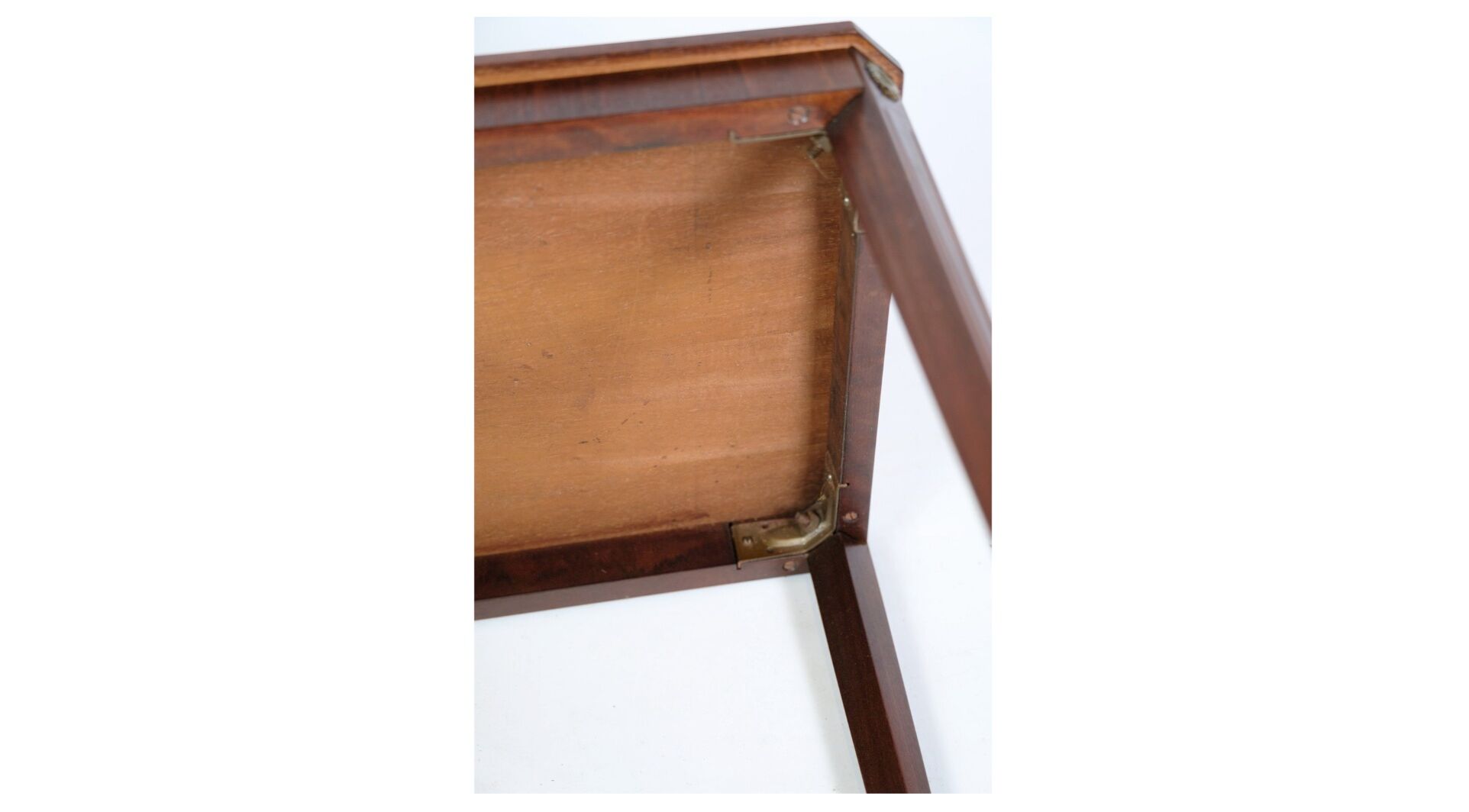 Side table decorated with bronze ornaments in light mahogany