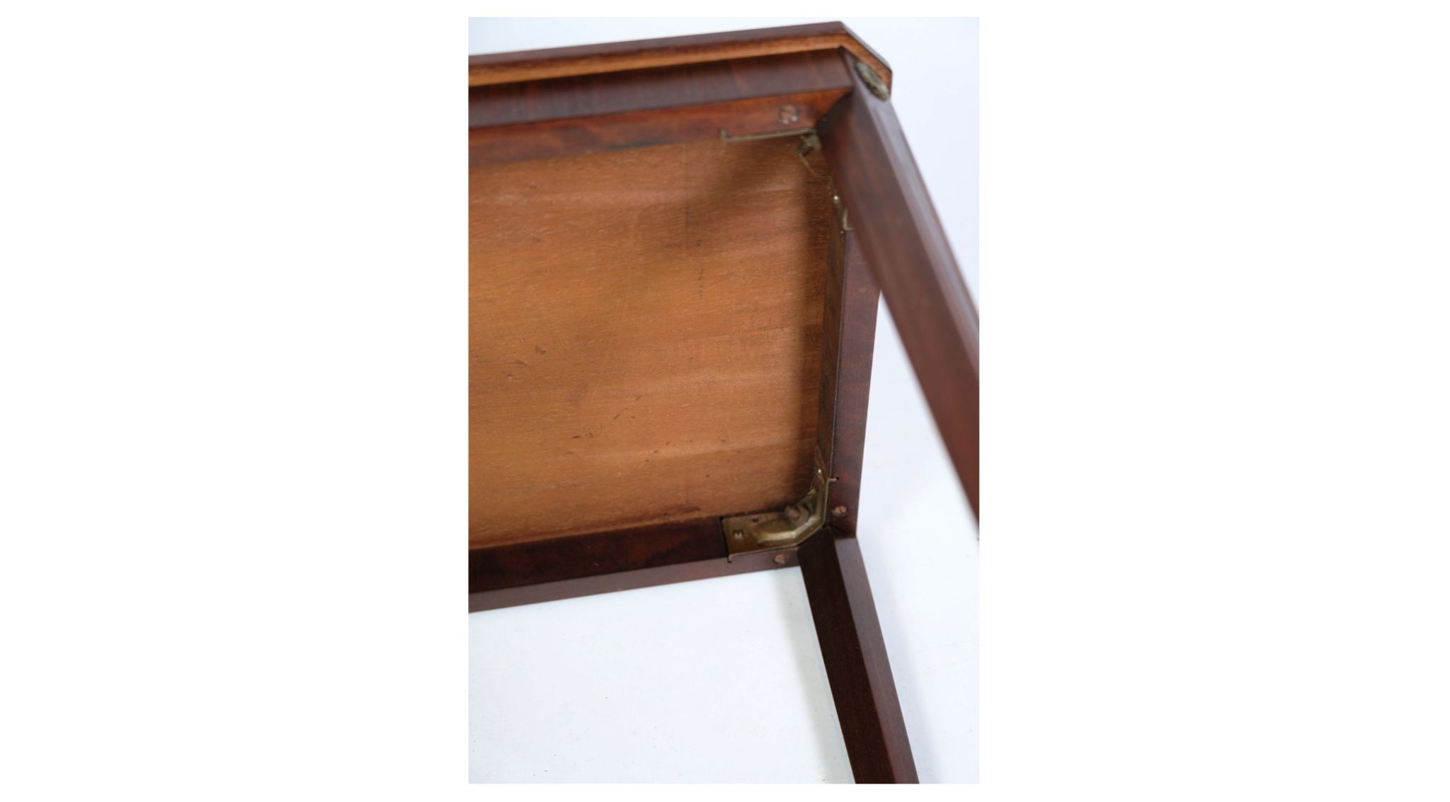 Side table decorated with bronze ornaments in light mahogany