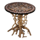 Napolitan marquetry round table, gilded, Italy, 19th century