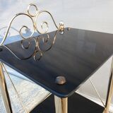 Vintage 70s gold and black opaline serving trolley