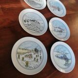 Set of 6 porcelain dessert plates - Naïve winter decorations