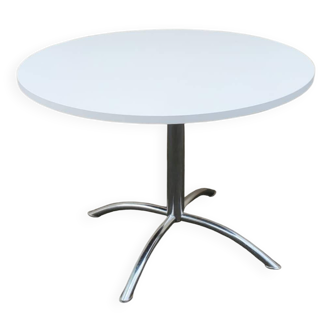 beautiful round designer table from the 1970s/80s with chrome base