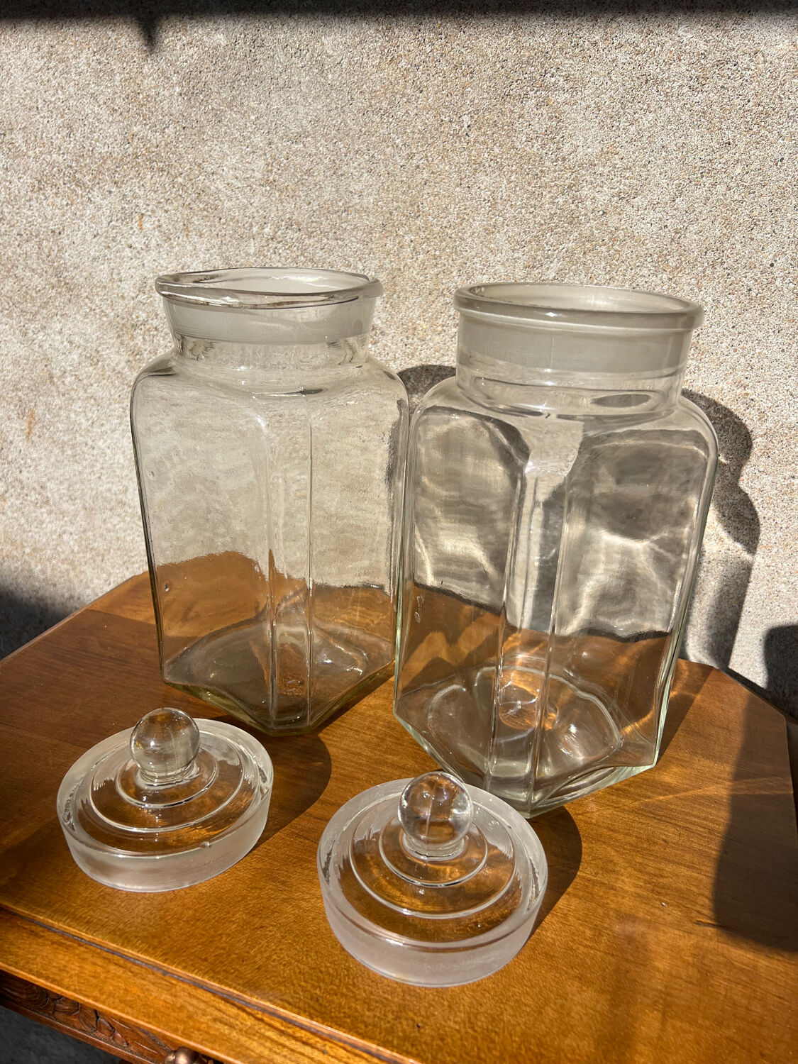 2 vintage glass jars