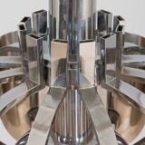 Italian Space Age chandelier in chrome with mirror bulbs, 1970s