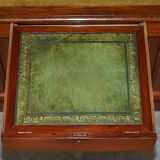 Antique Hardwood Desk with Leather Top and Slanted Drawer