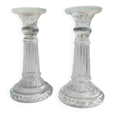 Pair of molded pressed glass candlesticks