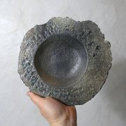 asymmetrical brutalist stoneware bowl signed Vintage