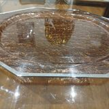 Large smoked lucite tray surrounded by chrome metal, 1970s