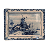 Rectangular porcelain cup Royal Delfts decoration mill 15x12 cm - Made in Holland