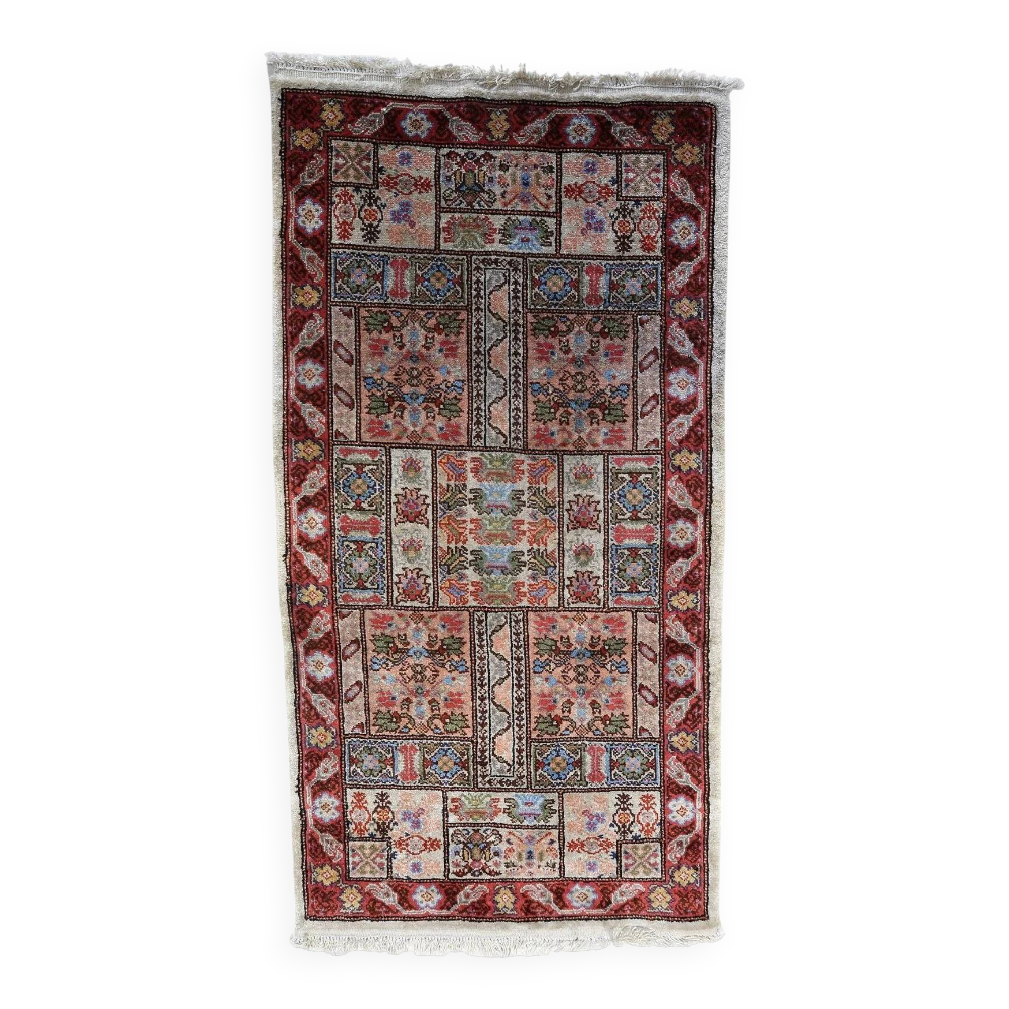 Handmade vintage Tunisian silk rug 51cm x 97cm, 1970s