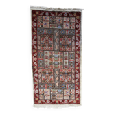 Tapis tunisien vintage en soie, fait main, 51 cm x 97 cm, années 1970