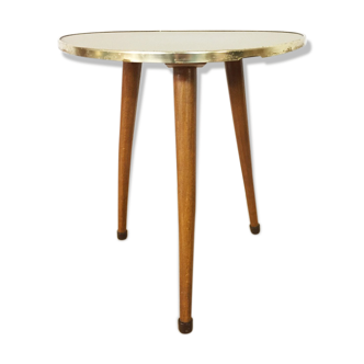 Tripod vintage leather pedestal table, 1960