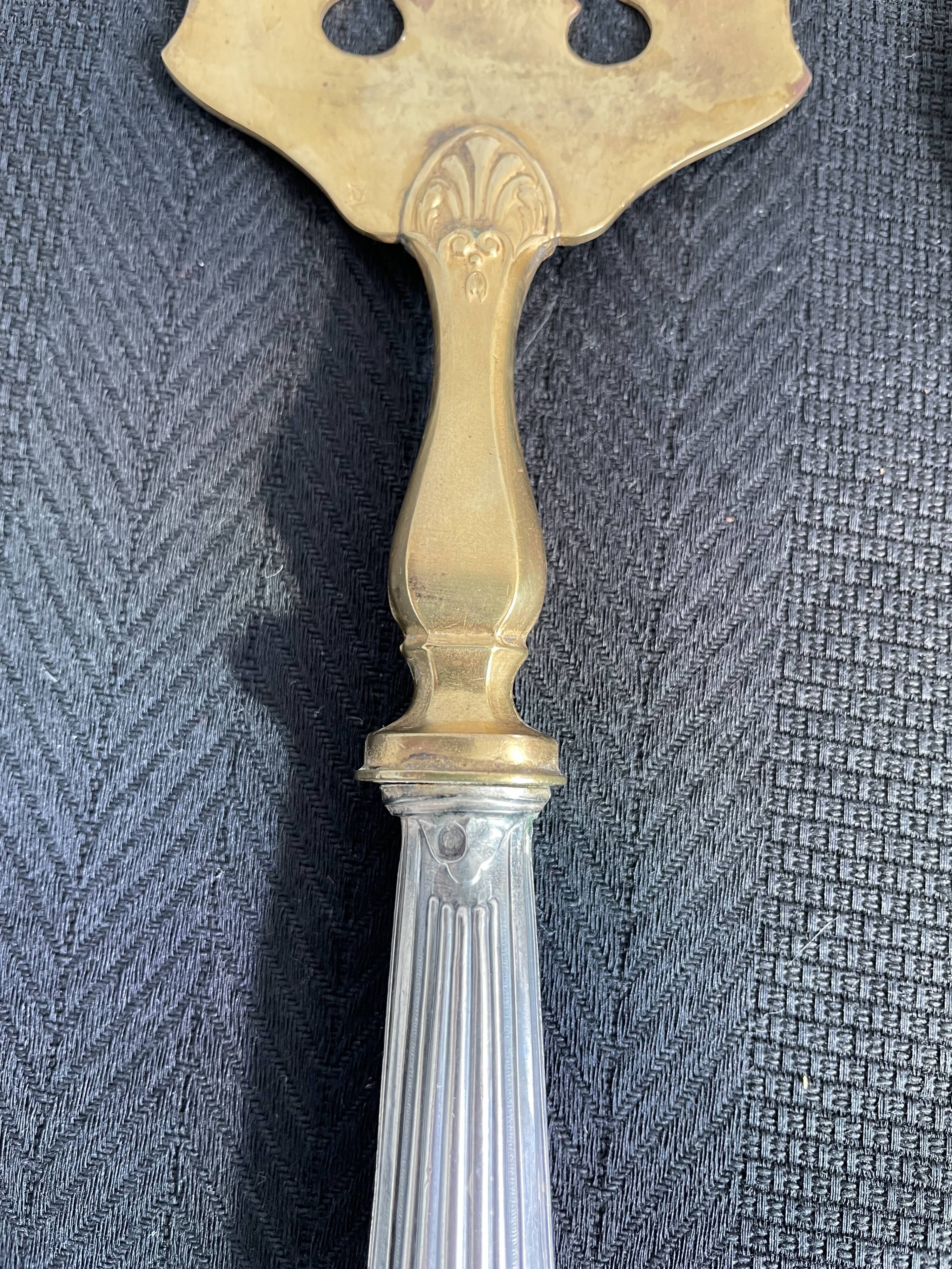 Antique, fish service cover, stuffed silver, gilded metal, France